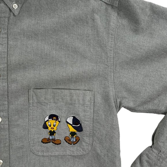 ACME CLOTHING CO. Gray Button Down Shirt Men M (S) Looney Tunes 1994 Vintage - Picture 4 of 16